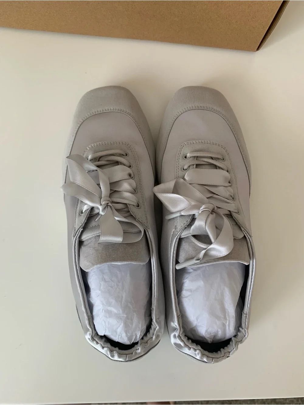 VIVAIA Square-Toe Lace-Up Satin Sneakerina (Cristina)